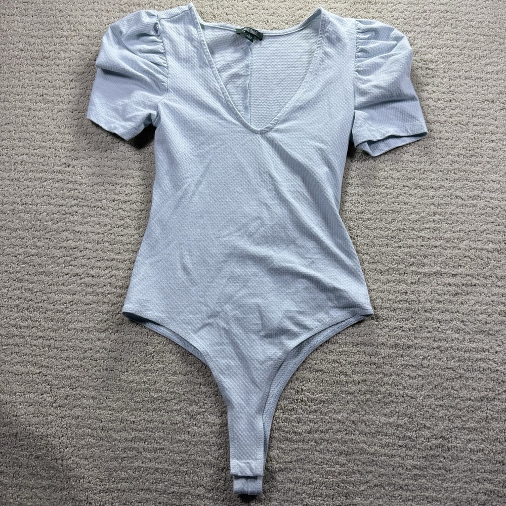 Wild Fable Baby Blue VNeck Short Sleeve Thong Bodysuit Size Small